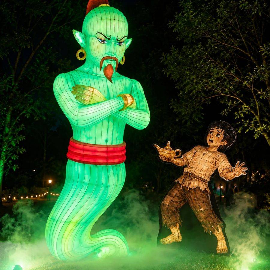 The Magic Lamp in the Hidden Garden: A Winter Light Trail (Aladdin-inspired)